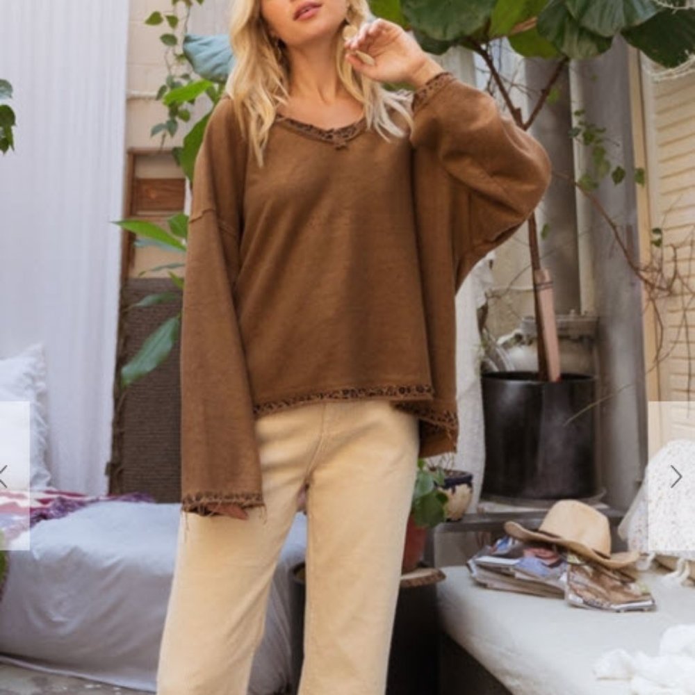 French Terry Reversible Oversized Long Sleeve Top